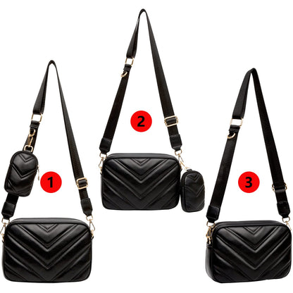 Herald crossbody bag - Chevron quilted design with coin purse pouch and two size options