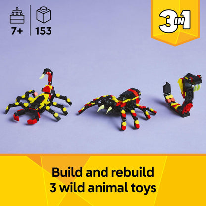 LEGO Creator 3 in 1 Wild Animals toy - 3 build options: spider, scorpion, snake - 31159