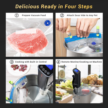 INKBIRD WIFI sous vide machine — 1000 watts with 14 free preset recipes and timer