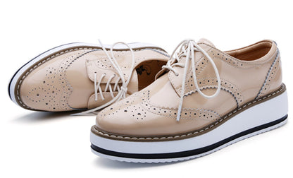DADAWEN women's oxfords — platform lace-up wingtips with square toe