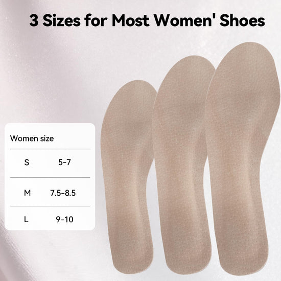 4 Count Pigskin Sandal Inserts for Women Shock Absorb,Self-Adhesive High Heel Inserts Anti Slip, Shoe Cushioning Insoles for Pain Relief, Leather Barefoot Inserts Sockless Insoles for All Shoes, M