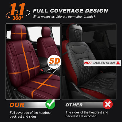 AOMSAZTO seat covers - Faux leather custom fit for Toyota Tacoma 2024-2026 double cab 5 seats burgundy