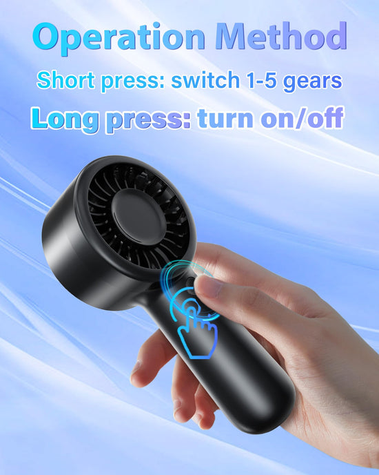 AUIIAH portable handheld fan - small turbo design with lanyard and USB rechargeable features