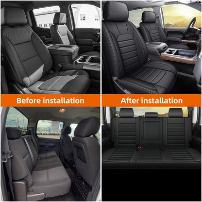 Vehicle seat cover — Custom fit leather for 2007-2026 Chevy Silverado and GMC Sierra.