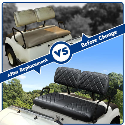 NOKINS golf cart seat cover - fits Yamaha G2 to G22 models, black with black stitch