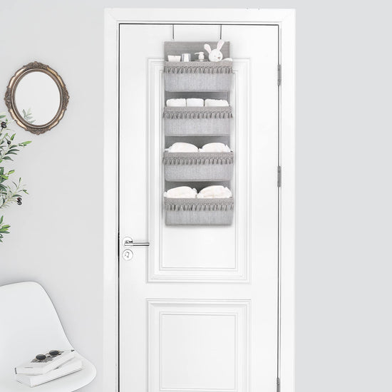 Dahey caddy - over the door organizer with tassels for closet and bathroom storage