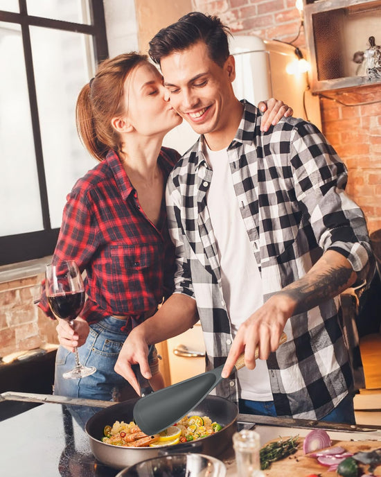 Spoon — BPA-free silicone with wood handle for nonstick cookwares and serving
