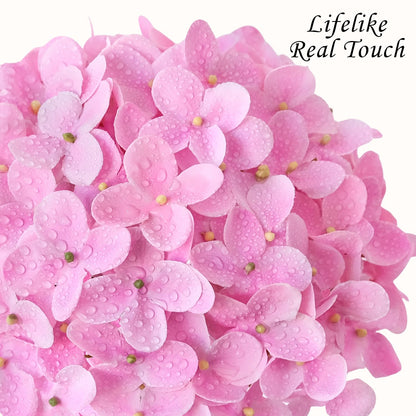 JINWOE artificial hydrangea flowers — lifelike latex silk real touch faux bouquet for home and events