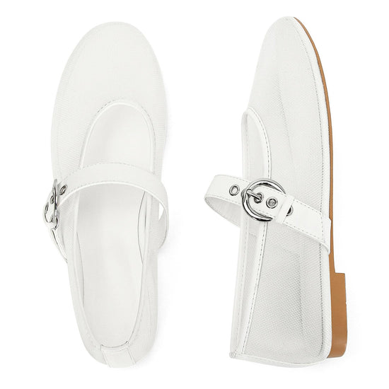 MICIFA ballet flats — leopard mesh design with buckle detail