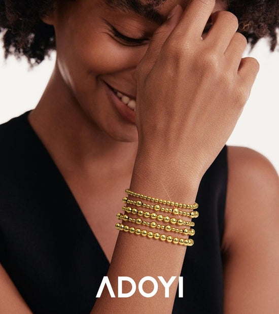 adoyi bracelet set — 14K gold plated beaded stretch bracelets for women