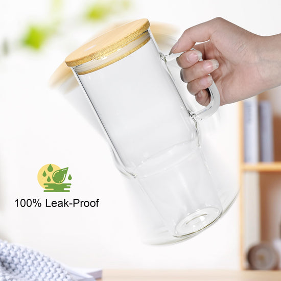 FECBK 40 oz glass tumbler with handle - high capacity and comfortable grip.FECBK drinking cup — 40 oz glass tumbler with handle and comfortable grip.