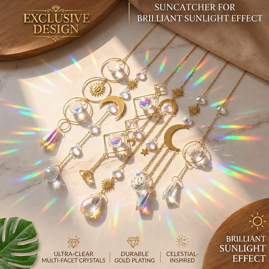 Hanging ornament — Crystal prism sun catcher with chain pendant for window