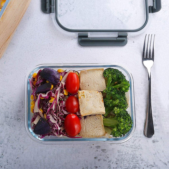 M MCIRCO glass meal prep containers with lids - 10-pack in gray, green, white, pink
