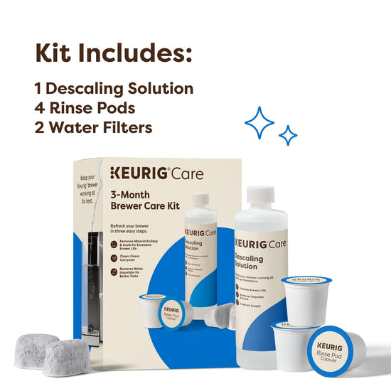 Keurig coffee maker maintenance kit with descaling solution and water filter cartridges 7 count