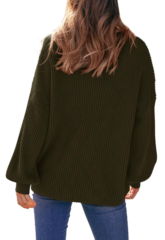 PRETTYGARDEN sweater - oversized chunky knitted pullover with long sleeves
