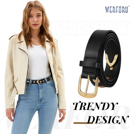 WERFORU leather belt — studded design for women’s fashion