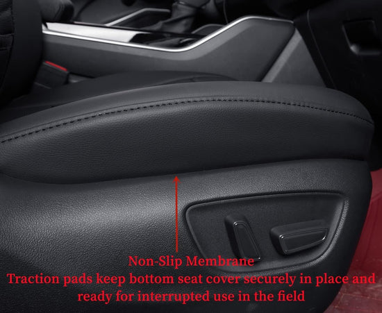 coverdream vehicle seat covers with semi-coverage for Honda Pilot Trailsport 2023-2026, black leather full set, 7-seat configuration, 2nd-row captain seats