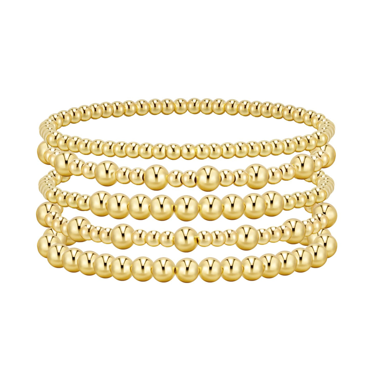 adoyi bracelet set — 14K gold plated beaded stretch bracelets for women