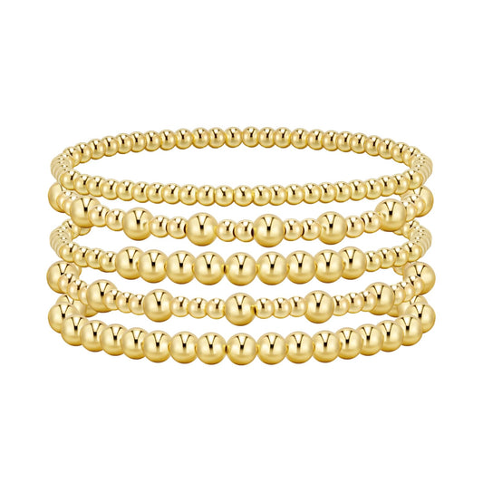 adoyi bracelet set — 14K gold plated beaded stretch bracelets for women
