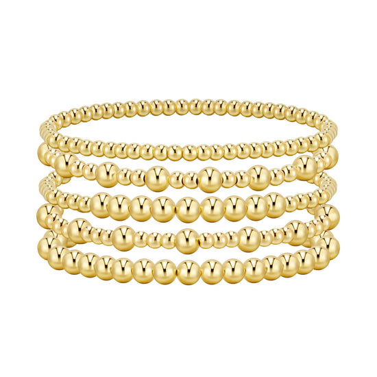 adoyi bracelet set — 14K gold plated beaded stretch bracelets for women