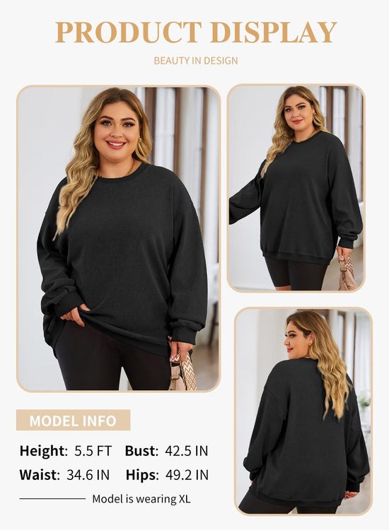 Eytino women plus size sweatshirt - casual oversized pullover in soft fabric