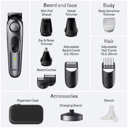 Braun Series 7 74 hair trimmer — stainless steel, waterproof, cordless