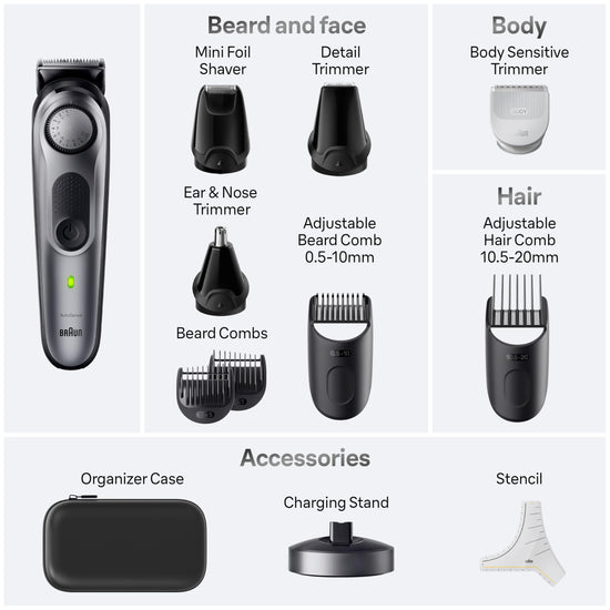 Braun Series 7 74 hair trimmer — stainless steel, waterproof, cordless