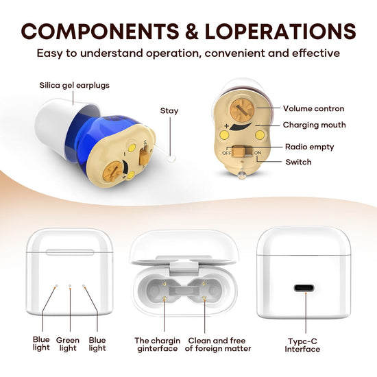 Rechargeable Digital Hearing Aids for Seniors, 2 Channel Ear Amplifier, Clear Sound Quality with Noise Cancellation, In Ear Hearing Aids, Invisible Sound Amplifier
