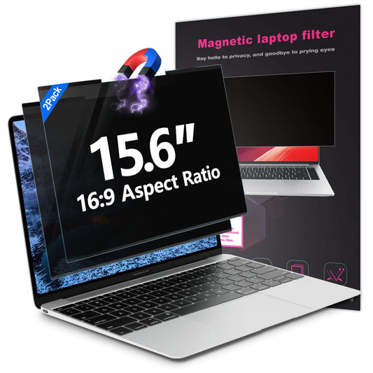 GUDTEKE 2Pack Magnetic 15.6 Inch Laptop Privacy Screen 16:9 Aspect Ratio, Removable Anti-Blue/Glare Protector Film, Anti Spy Desktop Security Private Filter 15.6in