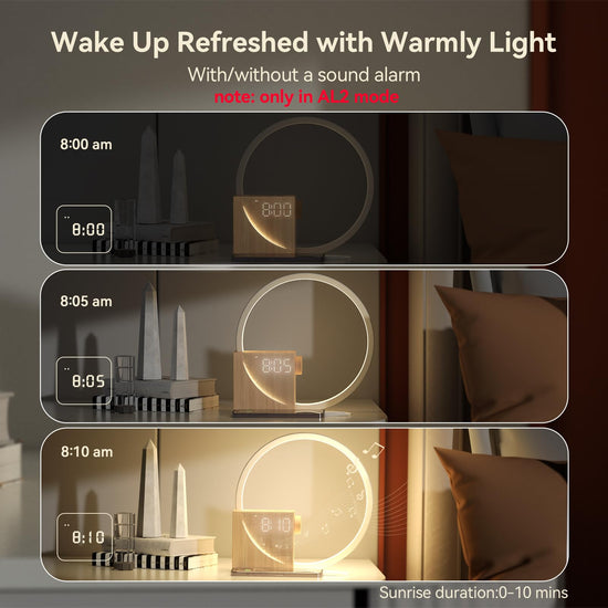 Vivilumens sunrise alarm clock — wake-up light with white noise and dimmable lamp