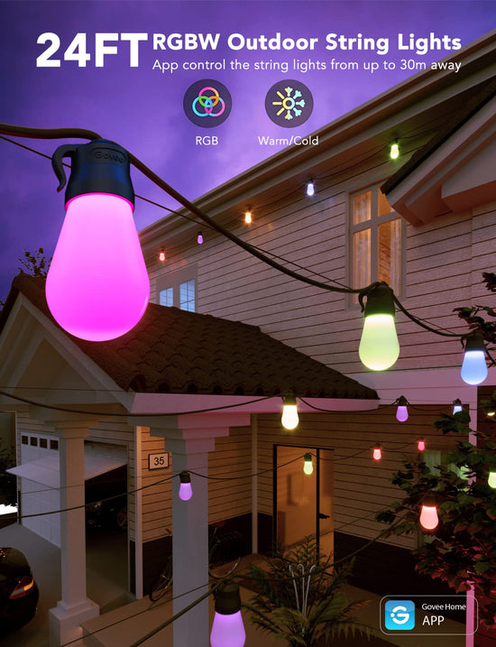 Govee string lights — Bluetooth RGBW outdoor with app control and waterproof design