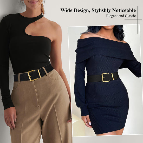 Apparel belt — Wide chunky suede belt with gold buckle by XZQTIVE