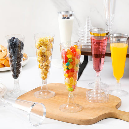 SUREHOME champagne flutes — 5.5 oz clear plastic disposable toasting glasses