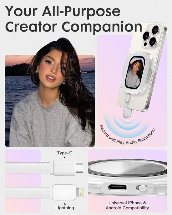 Yatao Mini Selfie Monitor Screen for iPhone, Plug & Play with Mirror