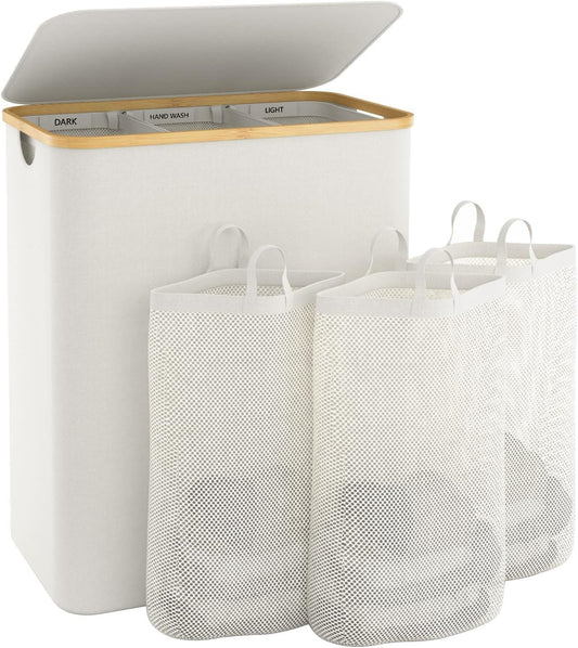 Extra large laundry hamper with lid and removable bags for bedroom and laundry room