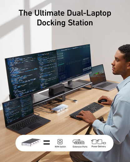 Anker multiport hub — KVM switch for dual 4K monitors and 2 laptops