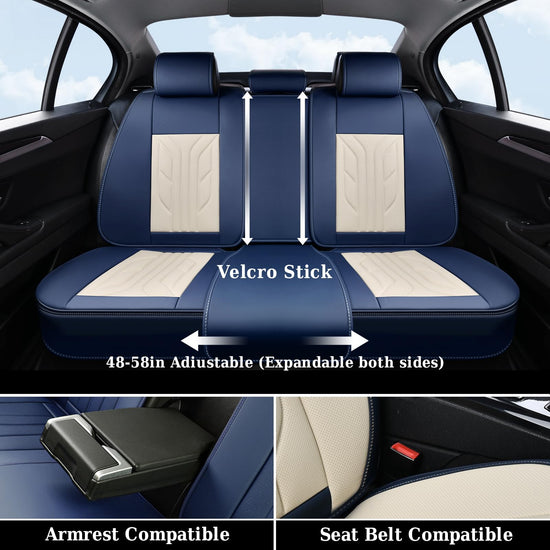 Coverado vehicle seat cover — leather design for universal fit in sedans and SUVs