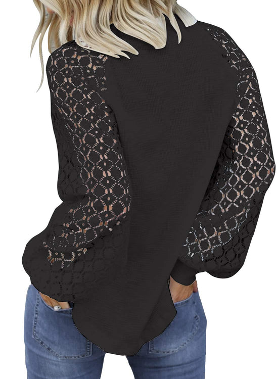 MIHOLL women's long sleeve shirt - lace casual loose design