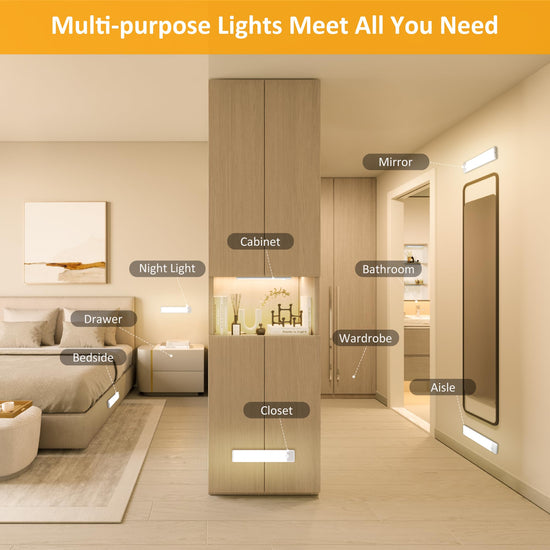 YLXS motion sensor cabinet light - wireless and rechargeable night light 2 pack