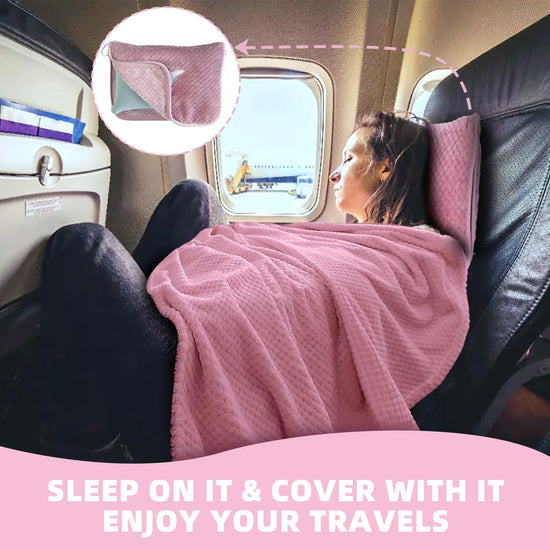 Nenolix travel pillow with compact blanket and bag for camping and car trips
