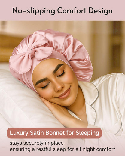 Yanideer silk bonnets for sleeping with tie band for curly hair blushpink 3 pcs setYanideer silk bonnets for sleeping with tie band for curly hair 3 pcs set