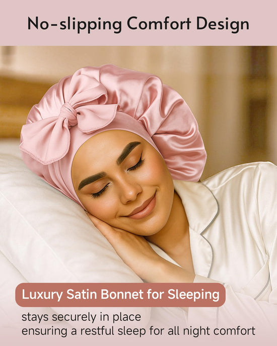 Yanideer silk bonnets for sleeping with tie band for curly hair blushpink 3 pcs setYanideer silk bonnets for sleeping with tie band for curly hair 3 pcs set