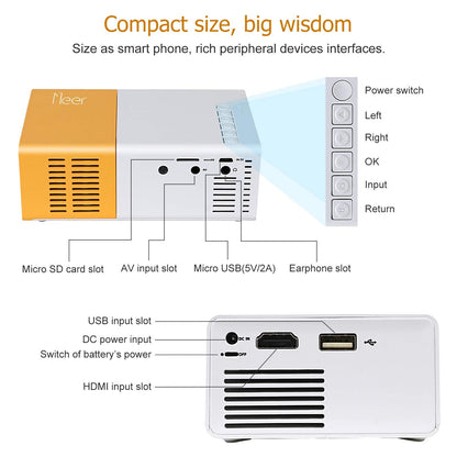 Mini projector — portable LCD video projector with HDMI USB AV interfaces and remote control