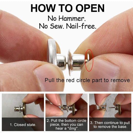 TOOVREN sewing button — 8 pieces no sew button pins for pants