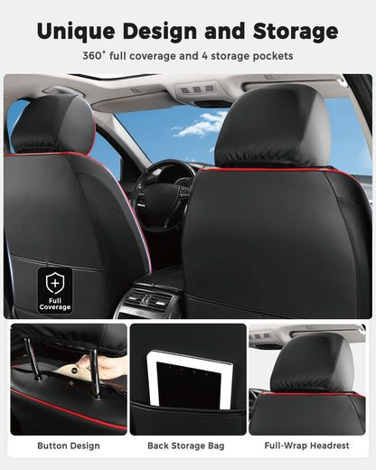 Vehicle seat cover — Waterproof faux leather with cup holder access and easy install