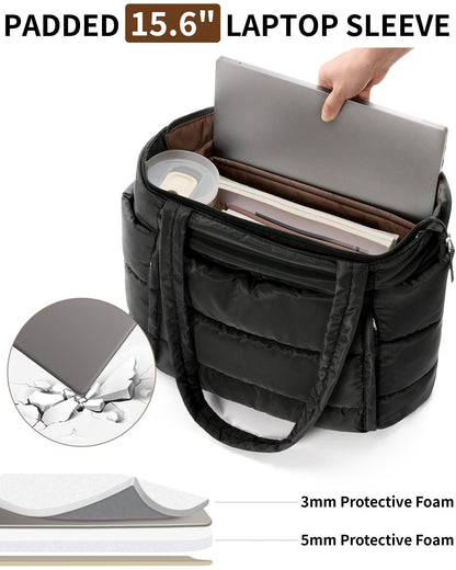 Bagstellar puffer tote bag — lightweight and quilted design for work and travel