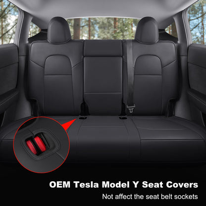Wekar Tesla Model Y seat covers — Nappa leather, airbag compatible, custom fit 2020-2024