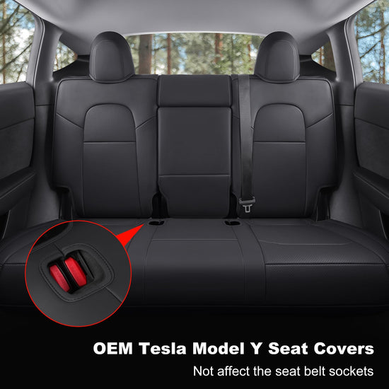 Wekar Tesla Model Y seat covers — Nappa leather, airbag compatible, custom fit 2020-2024