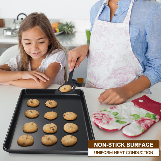 Sheet pan set of 3 — Nonstick heavy duty baking sheets for toaster oven trays