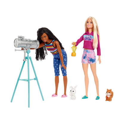 Toy figure playset — Barbie It takes two camping set with dolls and accessories
